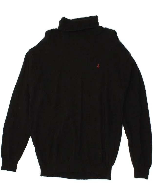 MARLBORO CLASSICS Mens Roll Neck Jumper Sweater Large Black Wool Open Front Closed Front Wrap Front MARLBORO CLASSICS Mens Roll Neck Jumper Sweater Large Black Wool Open Front Closed Front Wrap Front