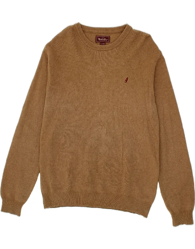 MARLBORO CLASSICS Mens Crew Neck Jumper Sweater 2XL Brown Wool Satin Blend Silk Blend Wool Blend MARLBORO CLASSICS Mens Crew Neck Jumper Sweater 2XL Brown Wool Satin Blend Silk Blend Wool Blend