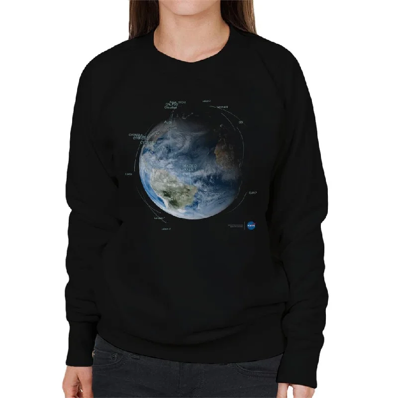 NASA Satellite Orbit Paths Women's Sweatshirt Hoodie with Ribbed Neckline Snug Warm