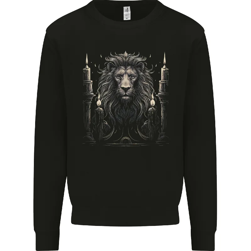 A Lion With Candles Mens Sweatshirt Jumper Hoodie with Metallic Shiny Futuristic