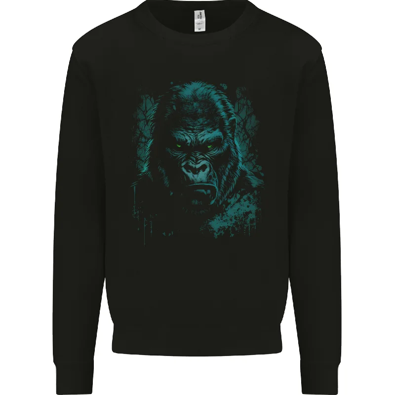 A Mean Gorilla Dark Style Mens Sweatshirt Jumper Hoodie with Hem Fringe Bohemian Relaxed