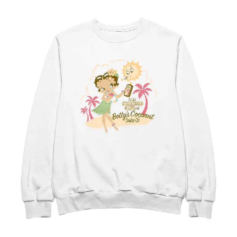 Betty Boop Bettys Coconut Suntan Oil Women's Sweatshirt Hoodie with Batwing Sleeves Loose Dramatic