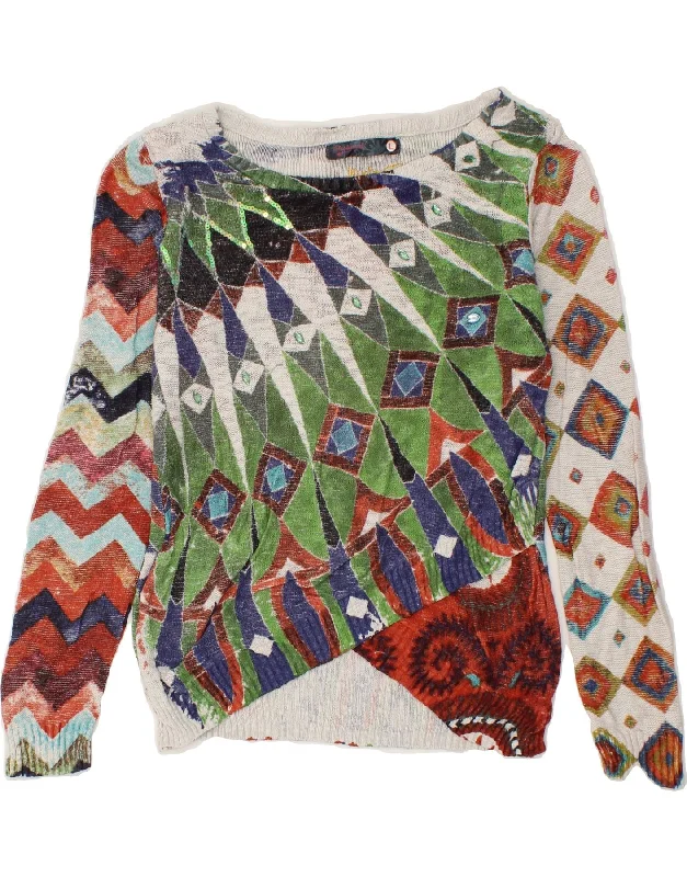 DESIGUAL Womens Boat Neck Jumper Sweater UK 14 Large Multicoloured Polka Dot Checkered Tartan DESIGUAL Womens Boat Neck Jumper Sweater UK 14 Large Multicoloured Polka Dot Checkered Tartan