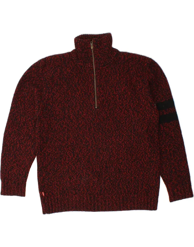 LEVI'S Womens Zip Neck Jumper Sweater UK 16 Large Red Flecked Lambswool Hooded Sweater Collared Sweater Shawl Collar LEVI'S Womens Zip Neck Jumper Sweater UK 16 Large Red Flecked Lambswool Hooded Sweater Collared Sweater Shawl Collar