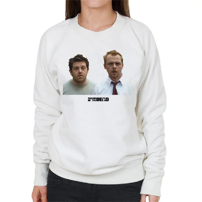 Shaun of the Dead Shaun And Ed In Shock Women's Sweatshirt Hoodie with Hidden Zipper Minimalist Clean