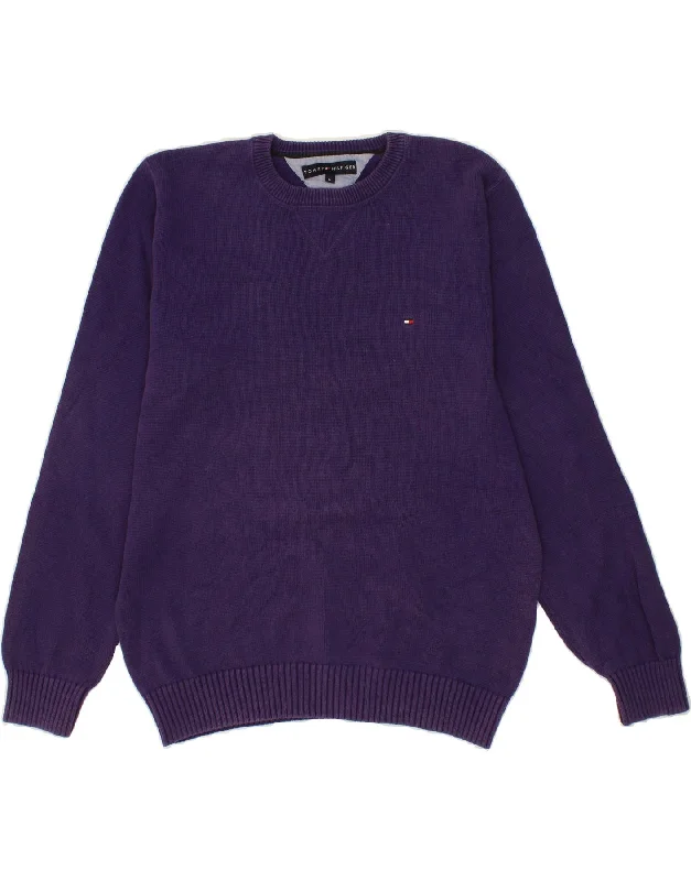 TOMMY HILFIGER Mens Crew Neck Jumper Sweater Medium Purple Cotton Spandex Blend Rayon Blend Denim Blend TOMMY HILFIGER Mens Crew Neck Jumper Sweater Medium Purple Cotton Spandex Blend Rayon Blend Denim Blend