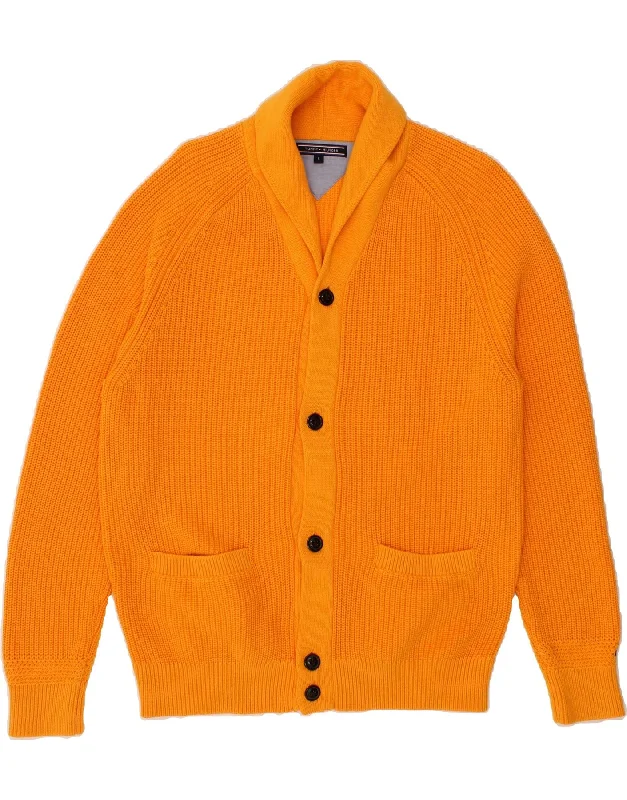 TOMMY HILFIGER Mens Cardigan Sweater Large Orange Cotton Long Sweater Short Sweater Cropped Sweater TOMMY HILFIGER Mens Cardigan Sweater Large Orange Cotton Long Sweater Short Sweater Cropped Sweater