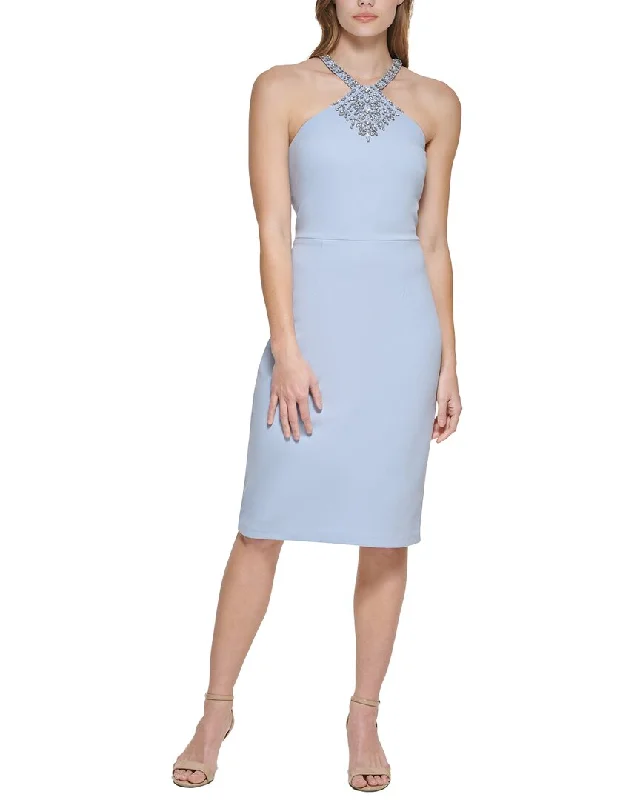 Vince Camuto Scuba Crepe Mini Dress Comfortable Smocked Mini Dress