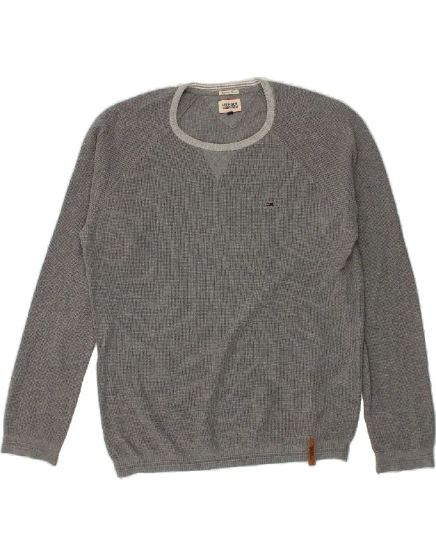 TOMMY HILFIGER Mens Crew Neck Jumper Sweater Large Grey Cotton Sweater Knitwear Pullover TOMMY HILFIGER Mens Crew Neck Jumper Sweater Large Grey Cotton Sweater Knitwear Pullover