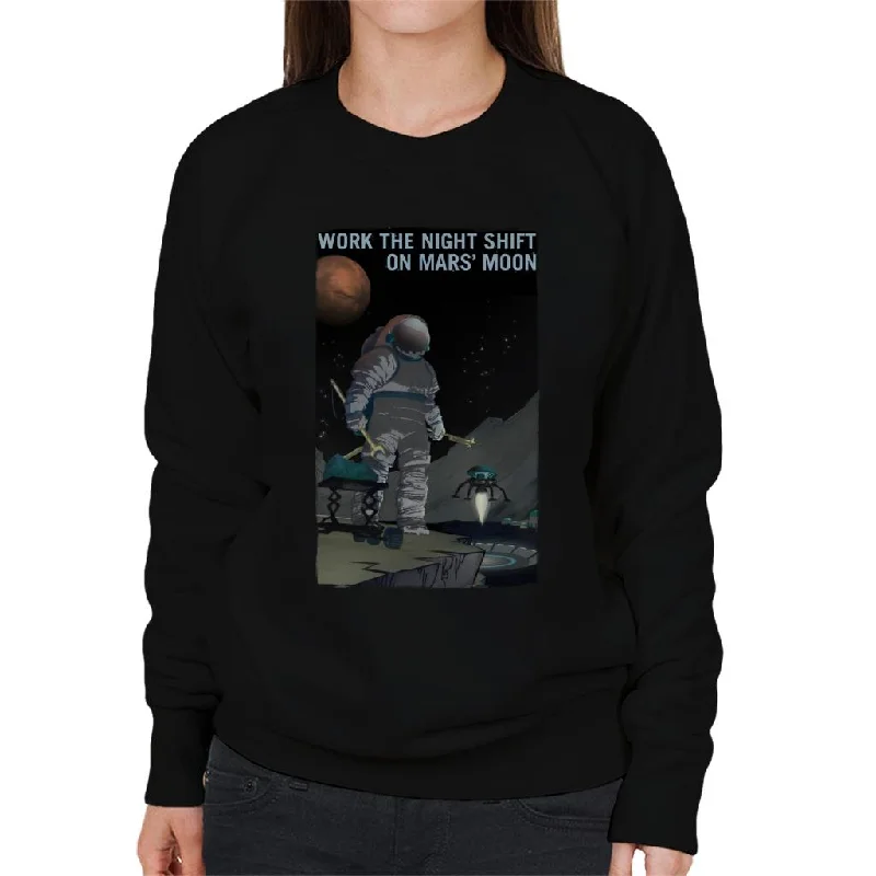 NASA Work The Night Shift On Mars Moon Women's Sweatshirt Hoodie with Earth Tones Natural Calm
