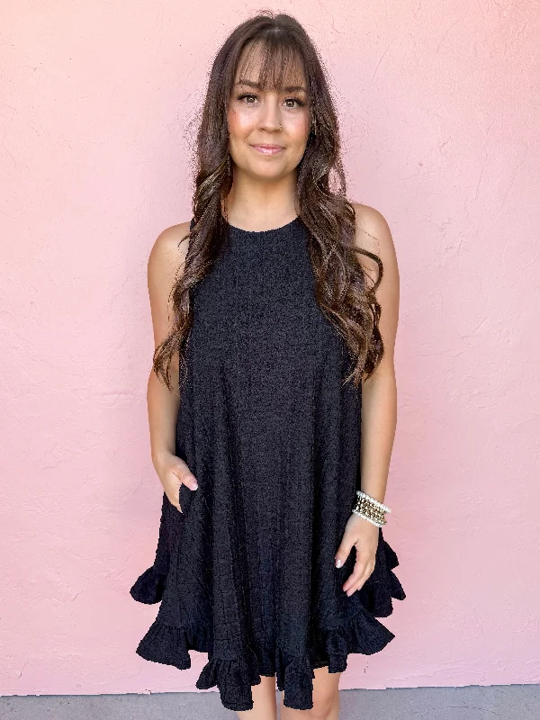 Leave It To Me Textured Mini Dress Stylish Short-Sleeve Mini Dress