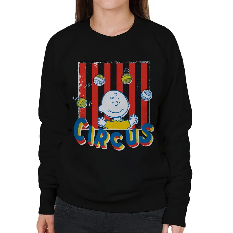 Peanuts Circus Juggling Charlie Brown Women's Sweatshirt Hoodie with Hem Detail Decorative Unique