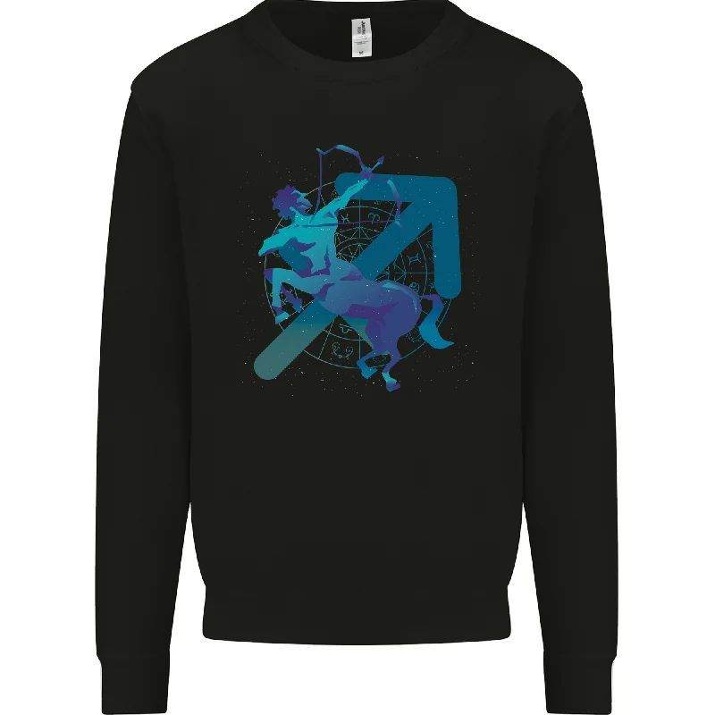 A Masculine Sagittarius Star Sign Design Mens Sweatshirt Jumper Hoodie with Hem Detail Decorative Unique