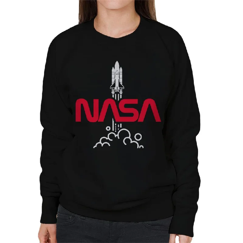 NASA Shuttle Launch Logo Women's Sweatshirt Hoodie with Turtle Neck Cozy Winter