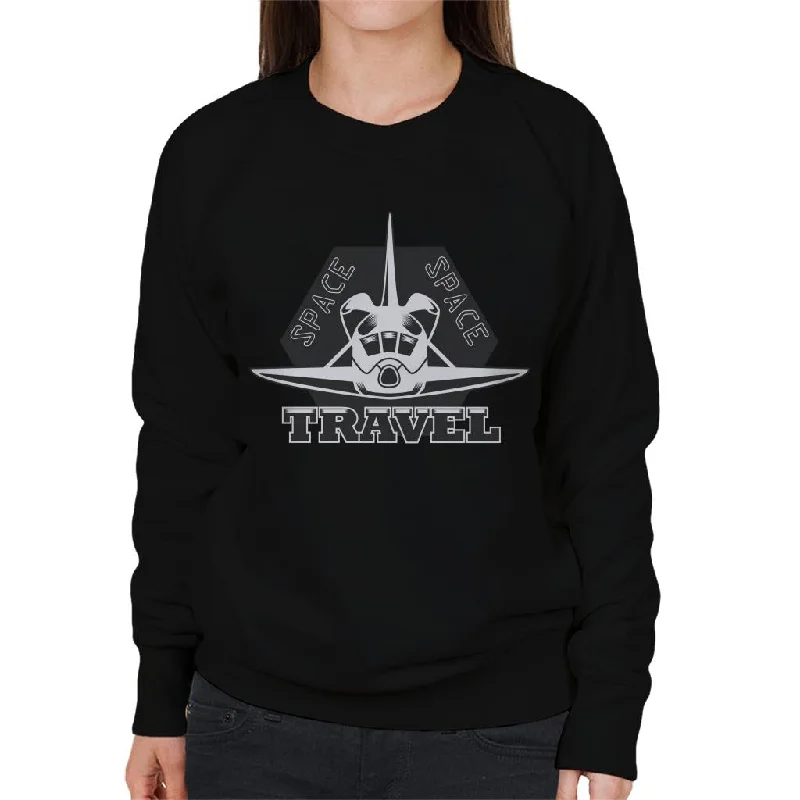 NASA Space Travel Rocket Front View Women's Sweatshirt Hoodie with Strings Custom Fit Adjustable