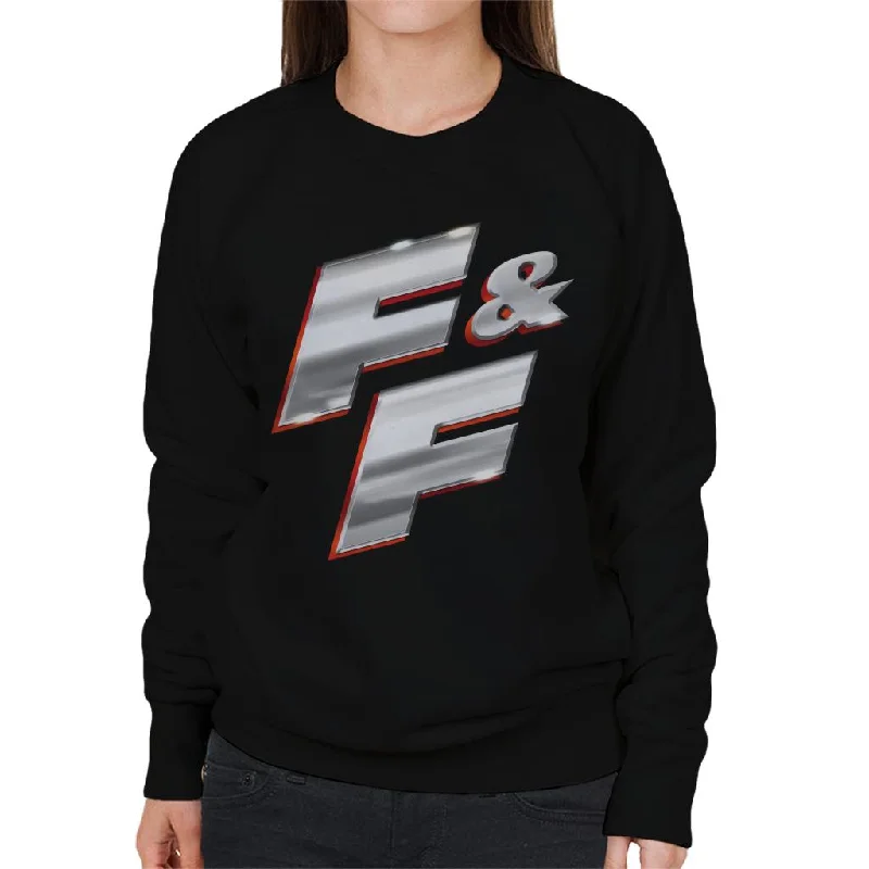 Fast and Furious FF Chrome Logo Women's Sweatshirt Hoodie with Mock Neck Collared Structured Fast and Furious FF Chrome Logo Women's Sweatshirt Hoodie with Mock Neck Collared Structured