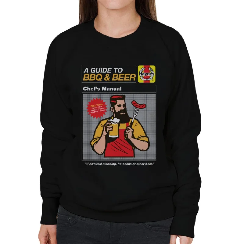 Haynes Guide To BBQ & Beer Women's Sweatshirt Hoodie with Rolled Sleeves Casual Relaxed Haynes Guide To BBQ & Beer Women's Sweatshirt Hoodie with Rolled Sleeves Casual Relaxed