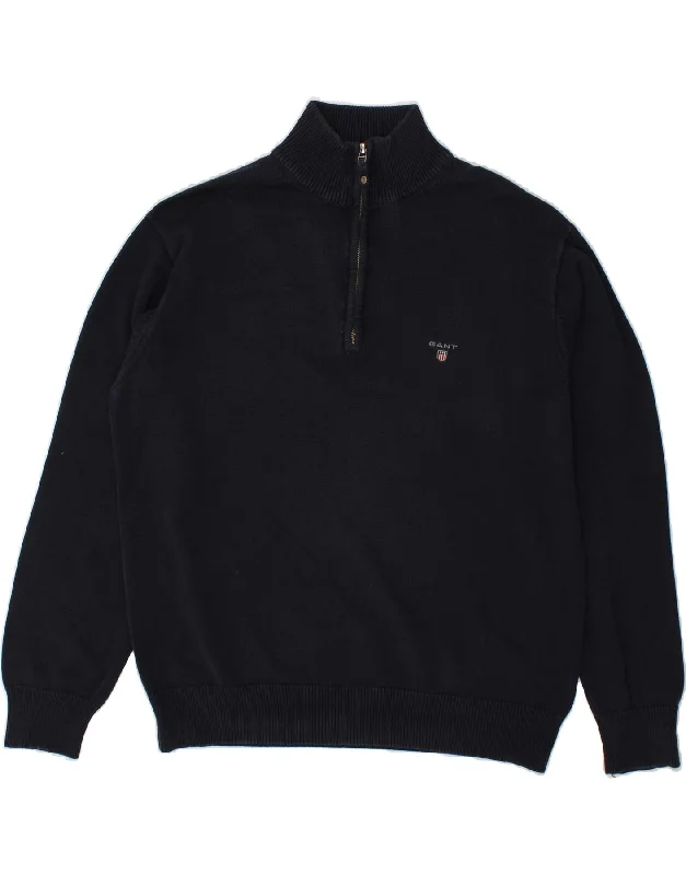GANT Mens Zip Neck Jumper Sweater Large Navy Blue Cotton Notch Collar Peter Pan Collar Cowl Neck GANT Mens Zip Neck Jumper Sweater Large Navy Blue Cotton Notch Collar Peter Pan Collar Cowl Neck