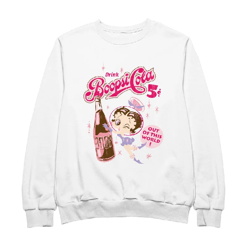 Betty Boop Drink Boopsi Cola Women's Sweatshirt Hoodie with Ribbed Neckline Snug Warm