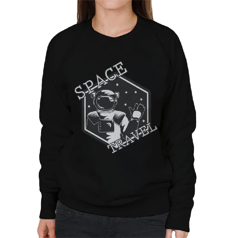 NASA Space Travel Astronaut Waving Women's Sweatshirt Hoodie with Cropped Fit Short Trendy