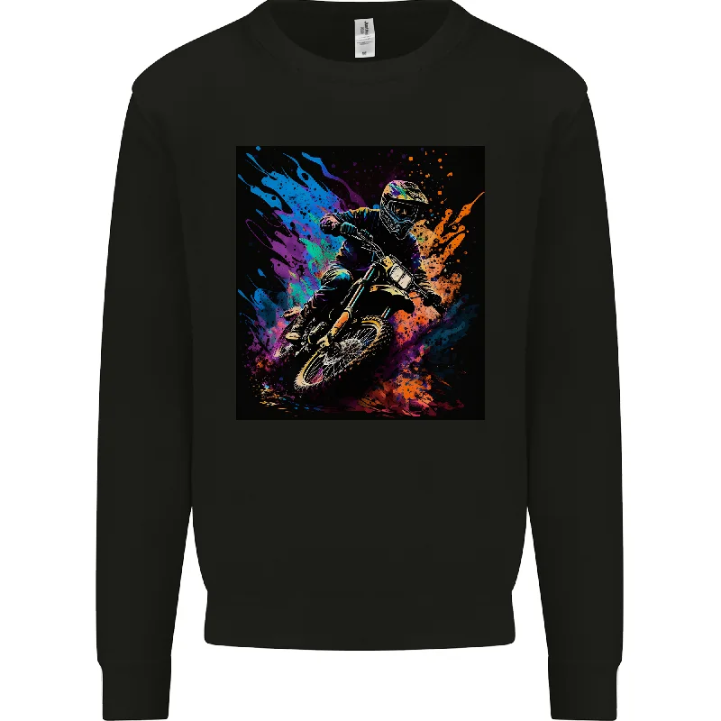 A Motocross Rider MotoX Dirt Bike Motorsports Mens Sweatshirt Jumper Hoodie with Snap Buttons Easy Quick