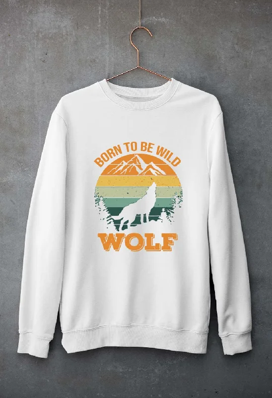 Wolf Unisex Sweatshirt for Men/Women Hoodie with Rolled Sleeves Casual Relaxed