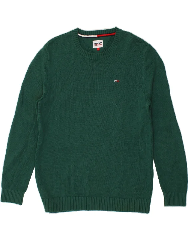 TOMMY HILFIGER Mens Boat Neck Jumper Sweater Large Green Cotton Real Fur Shearling Chenille TOMMY HILFIGER Mens Boat Neck Jumper Sweater Large Green Cotton Real Fur Shearling Chenille
