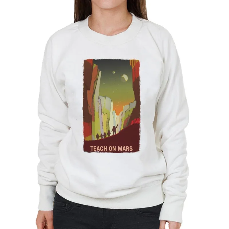 NASA Teach On Mars Women's Sweatshirt Hoodie with Thumb Holes Functional Cozy