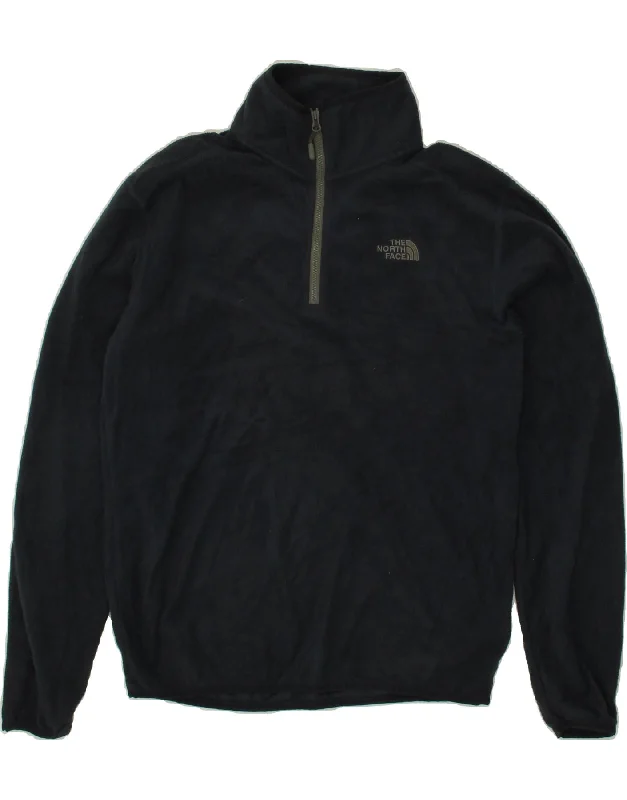 THE NORTH FACE Mens Zip Neck Fleece Jumper Small Navy Blue Polyester Layered Multi-layer Single Layer THE NORTH FACE Mens Zip Neck Fleece Jumper Small Navy Blue Polyester Layered Multi-layer Single Layer