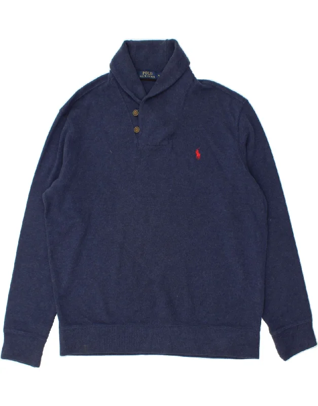 POLO RALPH LAUREN Mens Shawl Neck Jumper Sweater XL Navy Blue Cotton Cotton Fabric Linen Fabric Terry Fabric POLO RALPH LAUREN Mens Shawl Neck Jumper Sweater XL Navy Blue Cotton Cotton Fabric Linen Fabric Terry Fabric