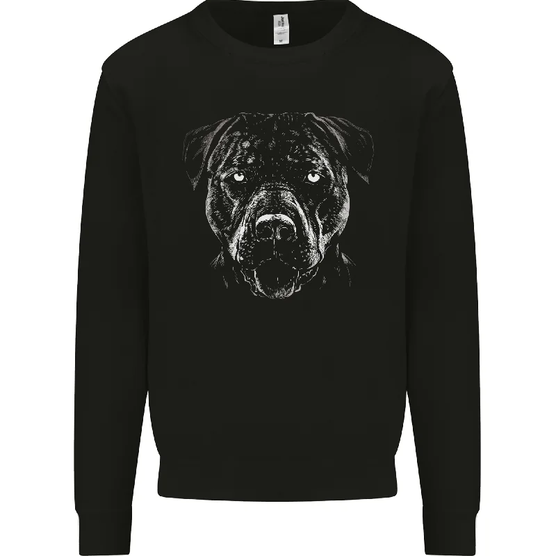 A Monochrome Pitbull Dog Mens Sweatshirt Jumper Hoodie with Hem Raw Edge Edgy Unfinished A Monochrome Pitbull Dog Mens Sweatshirt Jumper Hoodie with Hem Raw Edge Edgy Unfinished