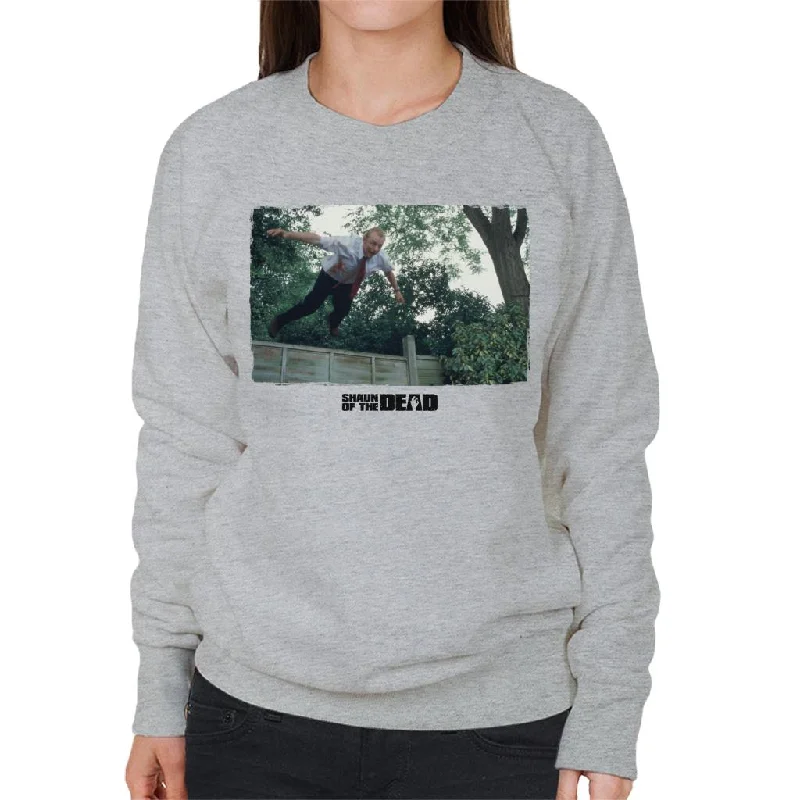 Shaun of the Dead Jumping Over Fence Women's Sweatshirt Hoodie with High-Low Hem Asymmetrical Trendy
