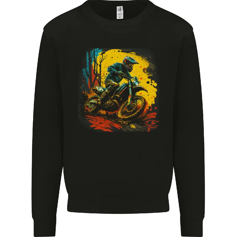 A Motocross Rider MotoX Dirt Bike Scrambler Mens Sweatshirt Jumper Hoodie with Slit Hem Functional Movement A Motocross Rider MotoX Dirt Bike Scrambler Mens Sweatshirt Jumper Hoodie with Slit Hem Functional Movement