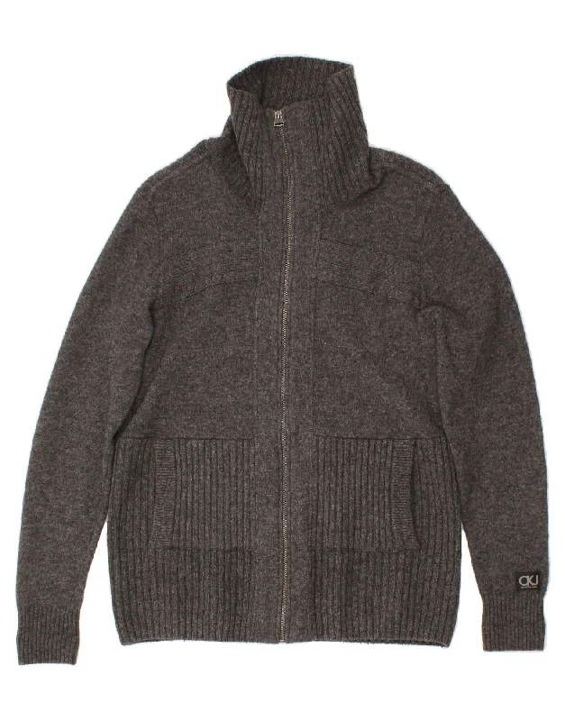 CALVIN KLEIN JEANS Womens Cardigan Sweater UK 20 2XL Grey Wool Elasticated Padded Insulated CALVIN KLEIN JEANS Womens Cardigan Sweater UK 20 2XL Grey Wool Elasticated Padded Insulated