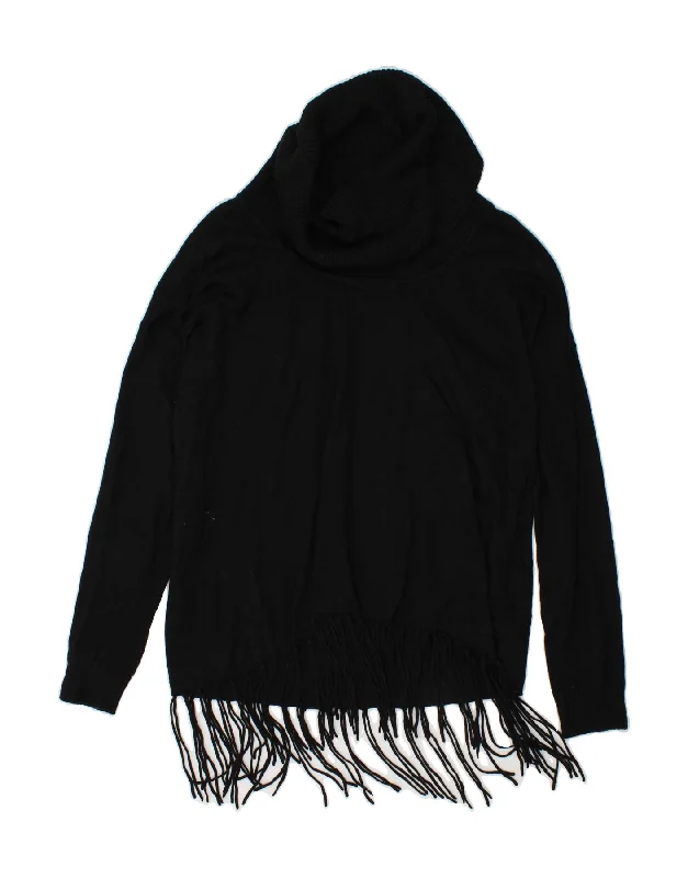 MICHAEL KORS Womens Roll Neck Jumper Sweater UK 16 Large Black Cotton Glossy Satin Silk MICHAEL KORS Womens Roll Neck Jumper Sweater UK 16 Large Black Cotton Glossy Satin Silk