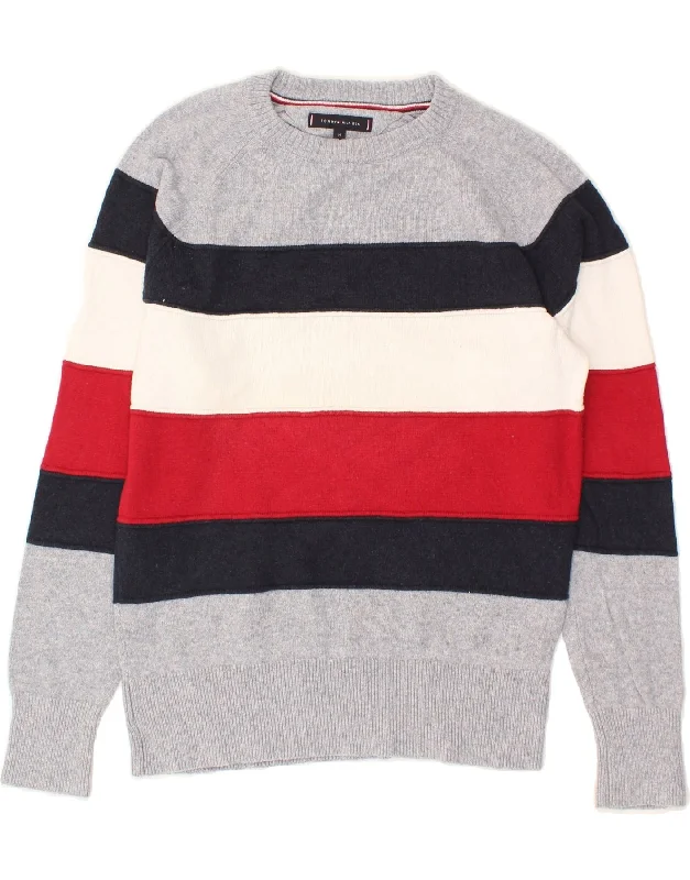 TOMMY HILFIGER Mens Crew Neck Jumper Sweater Medium Grey Colourblock Turtle Neck Boat Neck Asymmetrical Neck TOMMY HILFIGER Mens Crew Neck Jumper Sweater Medium Grey Colourblock Turtle Neck Boat Neck Asymmetrical Neck