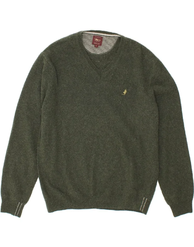 MARLBORO CLASSICS Womens V-Neck Jumper Sweater UK 18 XL Green Wool Fitted Slim Tailored MARLBORO CLASSICS Womens V-Neck Jumper Sweater UK 18 XL Green Wool Fitted Slim Tailored