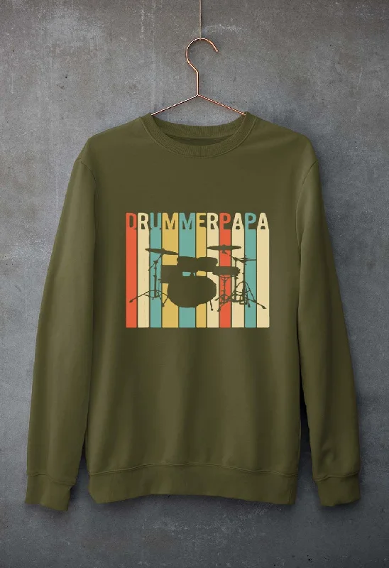 Drummer Papa Unisex Sweatshirt for Men/Women Hoodie with Distressed Vintage Worn