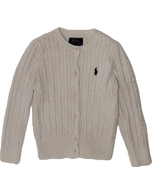 POLO RALPH LAUREN Girls Cardigan Sweater 2-3 Years White Nylon Fabric Polyester Fabric Spandex Fabric POLO RALPH LAUREN Girls Cardigan Sweater 2-3 Years White Nylon Fabric Polyester Fabric Spandex Fabric
