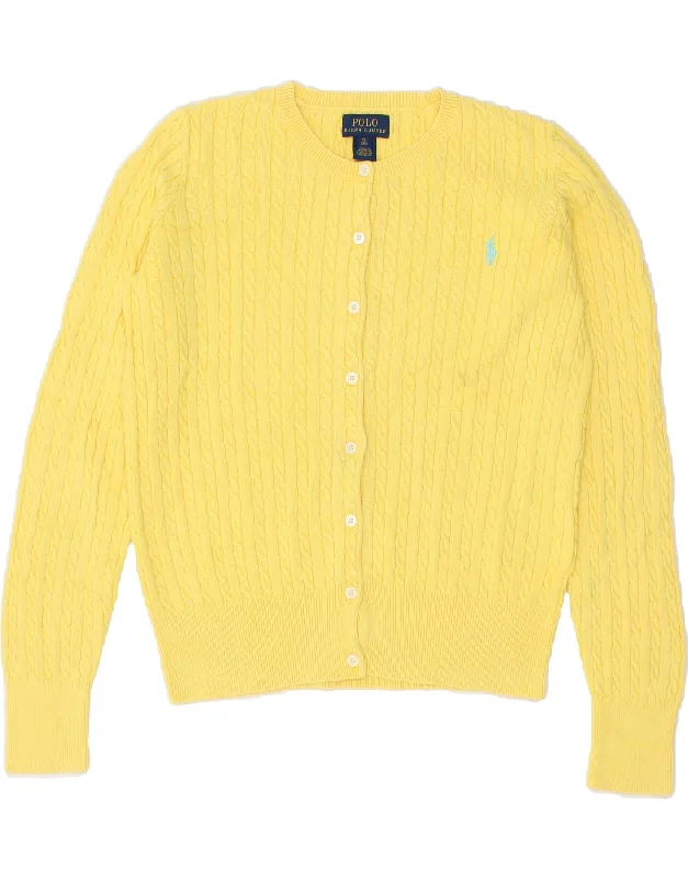 POLO RALPH LAUREN Girls Cardigan Sweater 15-16 Years XL Yellow Cotton Terry Blend Velvet Blend Canvas Blend POLO RALPH LAUREN Girls Cardigan Sweater 15-16 Years XL Yellow Cotton Terry Blend Velvet Blend Canvas Blend