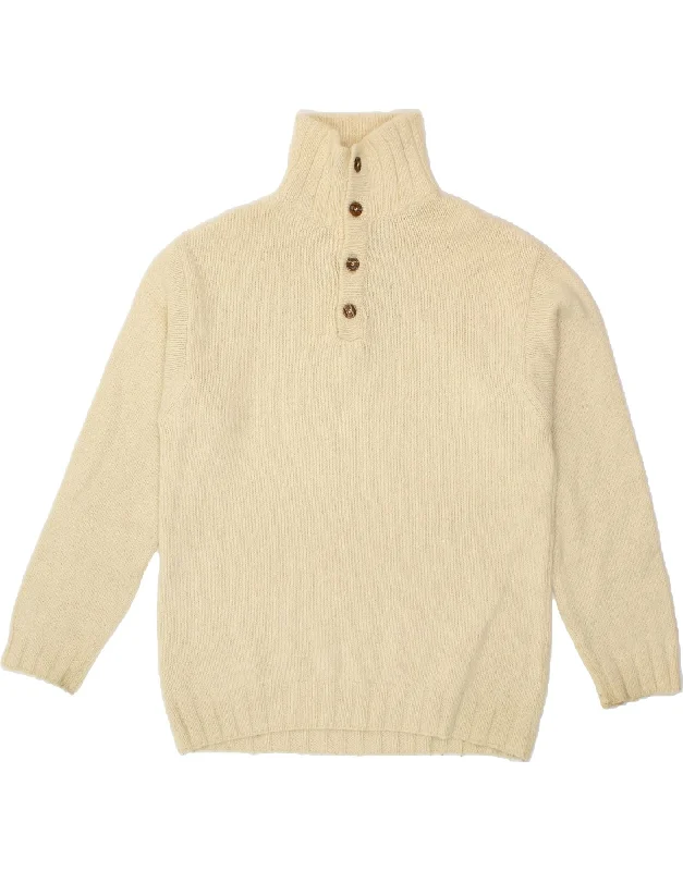 MARLBORO CLASSICS Mens Button Neck Jumper Sweater Medium Beige Wool Seamless Knitted Crochet MARLBORO CLASSICS Mens Button Neck Jumper Sweater Medium Beige Wool Seamless Knitted Crochet