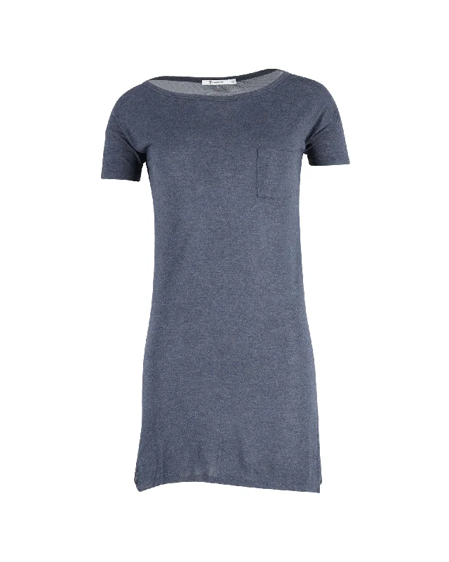 T by Alexander Wang Scoop Neck Mini Dress in Blue Rayon Trendy Denim Mini Dress