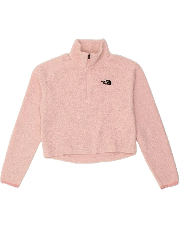 THE NORTH FACE Womens Oversized Crop Fleece Jumper UK 6 XS Pink Polyester Sweater Knitwear Pullover THE NORTH FACE Womens Oversized Crop Fleece Jumper UK 6 XS Pink Polyester Sweater Knitwear Pullover