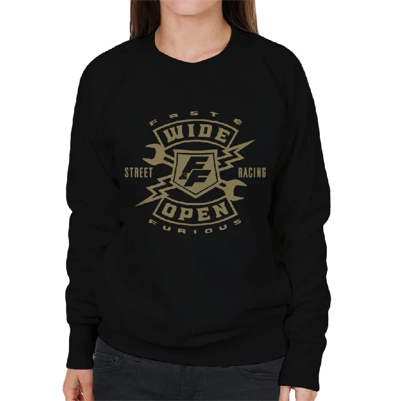 The Fast and The Furious Wide Open Women's Sweatshirt Hoodie with Metallic Shiny Futuristic