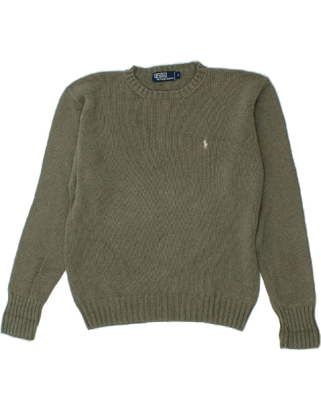 POLO RALPH LAUREN Mens Crew Neck Jumper Sweater Medium Green Cotton Solid Color Striped Floral Print POLO RALPH LAUREN Mens Crew Neck Jumper Sweater Medium Green Cotton Solid Color Striped Floral Print
