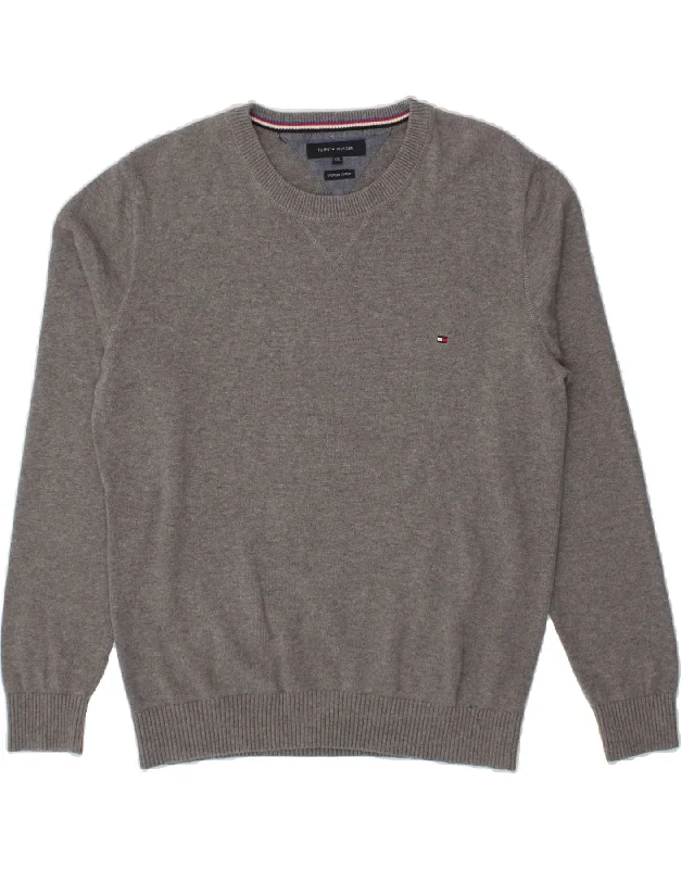 TOMMY HILFIGER Mens Crew Neck Jumper Sweater 2XL Grey Flecked Cotton Sweater Knitwear Pullover TOMMY HILFIGER Mens Crew Neck Jumper Sweater 2XL Grey Flecked Cotton Sweater Knitwear Pullover
