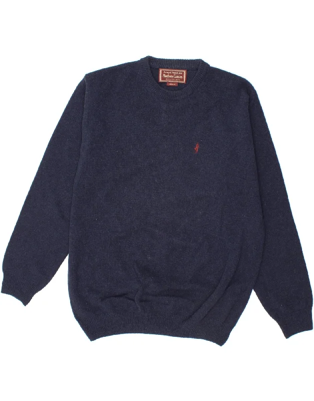 MARLBORO CLASSICS Mens Crew Neck Jumper Sweater Medium Navy Blue Notch Collar Peter Pan Collar Cowl Neck MARLBORO CLASSICS Mens Crew Neck Jumper Sweater Medium Navy Blue Notch Collar Peter Pan Collar Cowl Neck