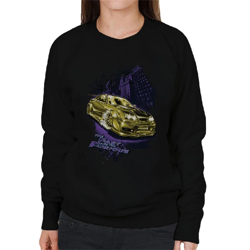 Fast and Furious Tokyo Drift Golden Car Women's Sweatshirt Hoodie with Exposed Zipper Edgy Industrial Fast and Furious Tokyo Drift Golden Car Women's Sweatshirt Hoodie with Exposed Zipper Edgy Industrial