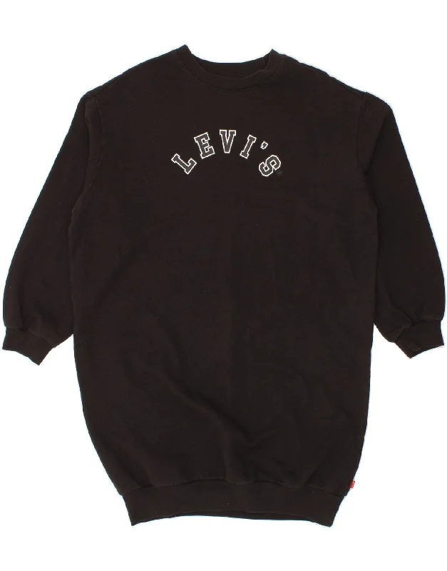 LEVI'S Womens Graphic Jumper Dress UK 10 Small Black Cotton Cable Knit Ribbed Knit Lace Knit LEVI'S Womens Graphic Jumper Dress UK 10 Small Black Cotton Cable Knit Ribbed Knit Lace Knit