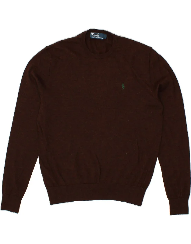 POLO RALPH LAUREN Mens Crew Neck Jumper Sweater Large Brown Wool Terry Terry Cloth Terry Knit POLO RALPH LAUREN Mens Crew Neck Jumper Sweater Large Brown Wool Terry Terry Cloth Terry Knit